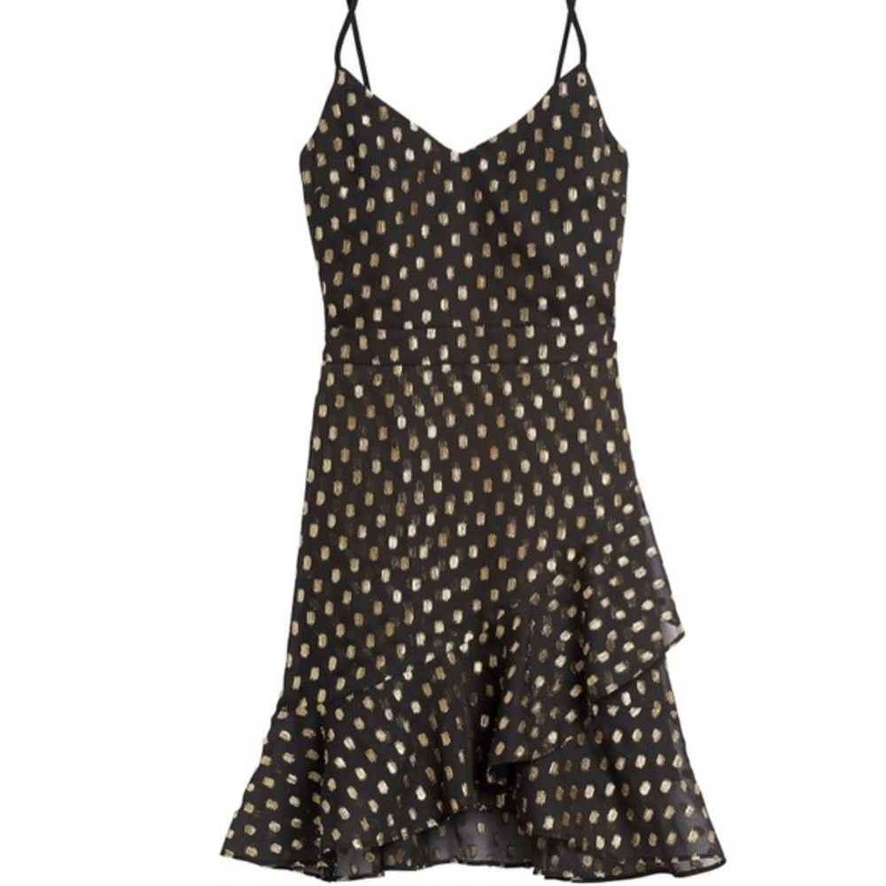 Black and gold dot mini dress Banana Republic